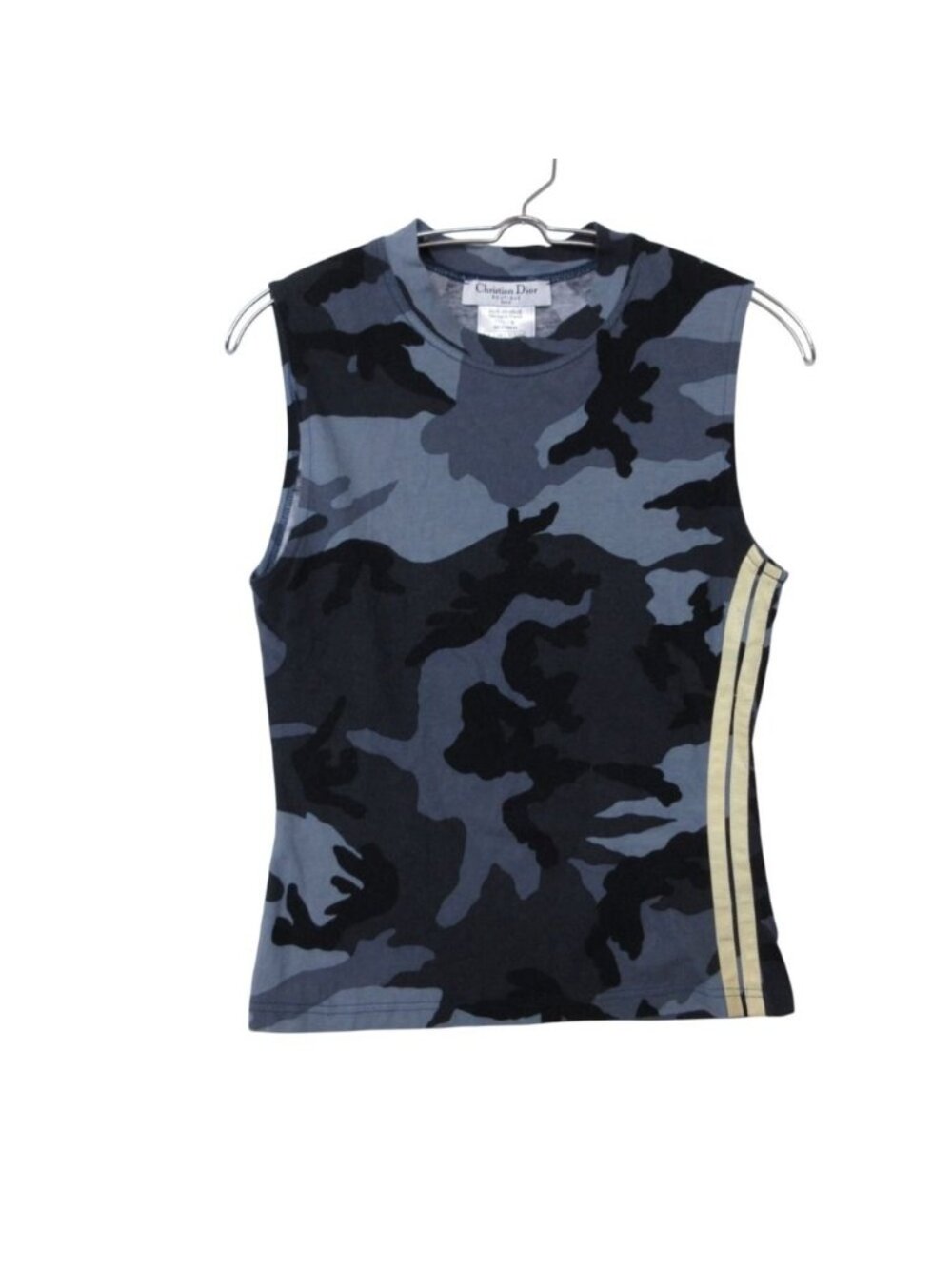 Dior Top Sleeveless Camouflage Pattern Side Line Tank Top Gray